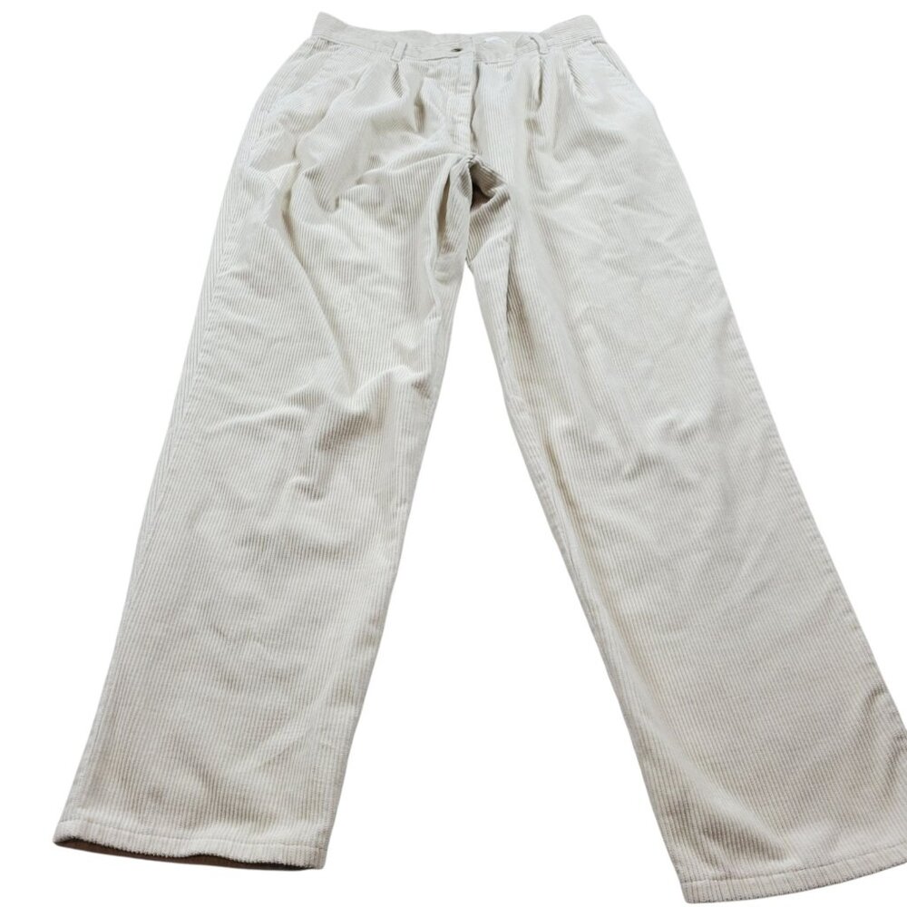Vintage Woolrich Corduroy Pants Womens 14 Beige Straight Pleated Trousers